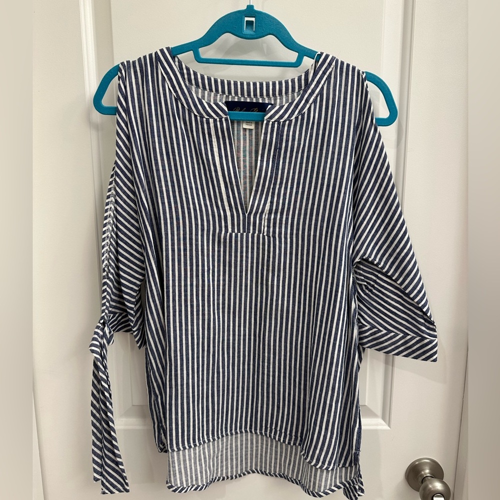 Navy striped blouse